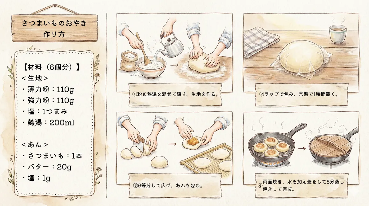 さつまいもんあんのおやきの作り方