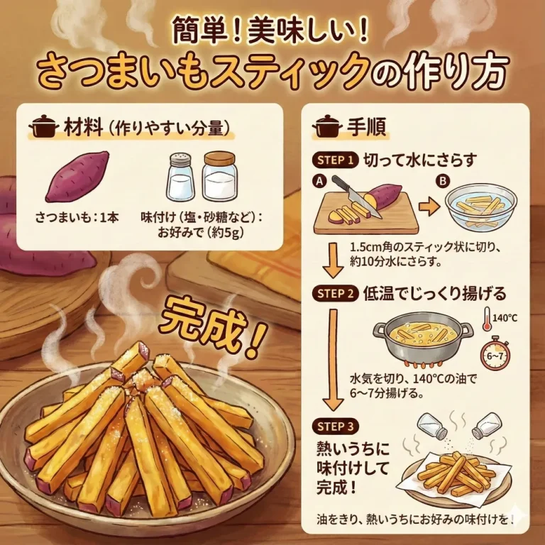 スピードおやつ、おつまみにもなる！さつまいもスティックの作り方