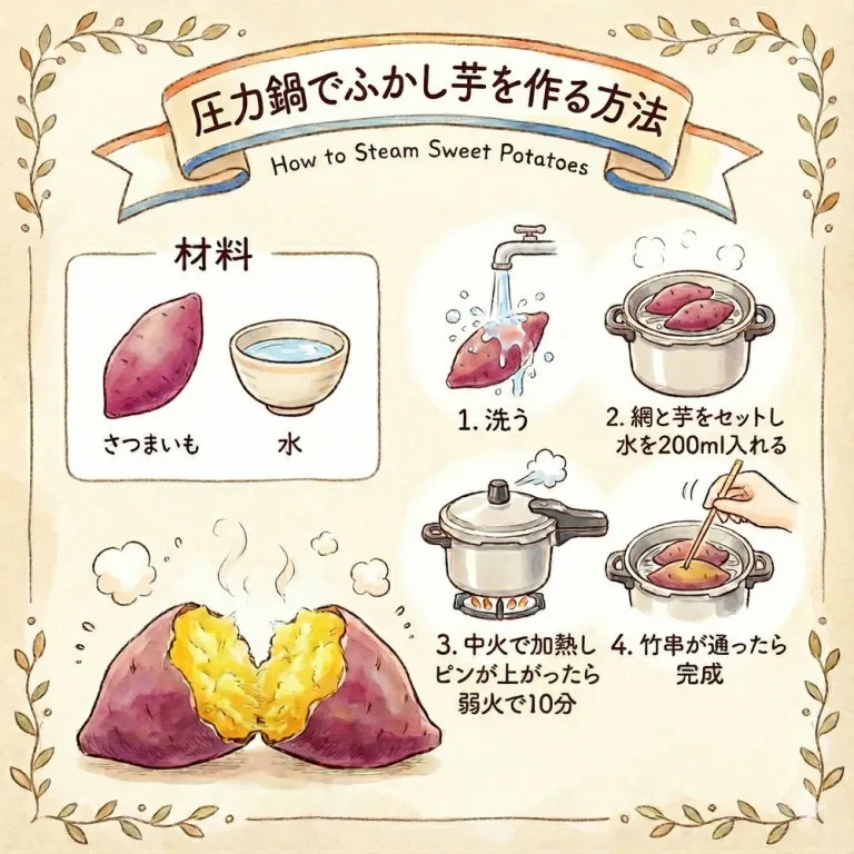 さつまいもを圧力鍋で美味しいふかしいも（焼きいも風）にする方法