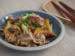 さつまいもと豚バラの中華炒め