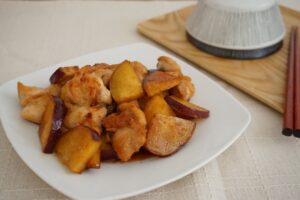 さつまいもと鶏もも肉の照り焼き