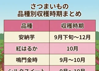 さつまいもの品種別収穫時期