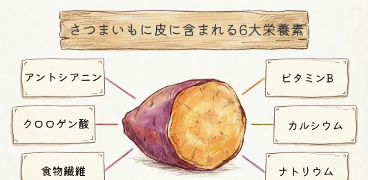 さつまいもに皮に含まれる6大栄養素
