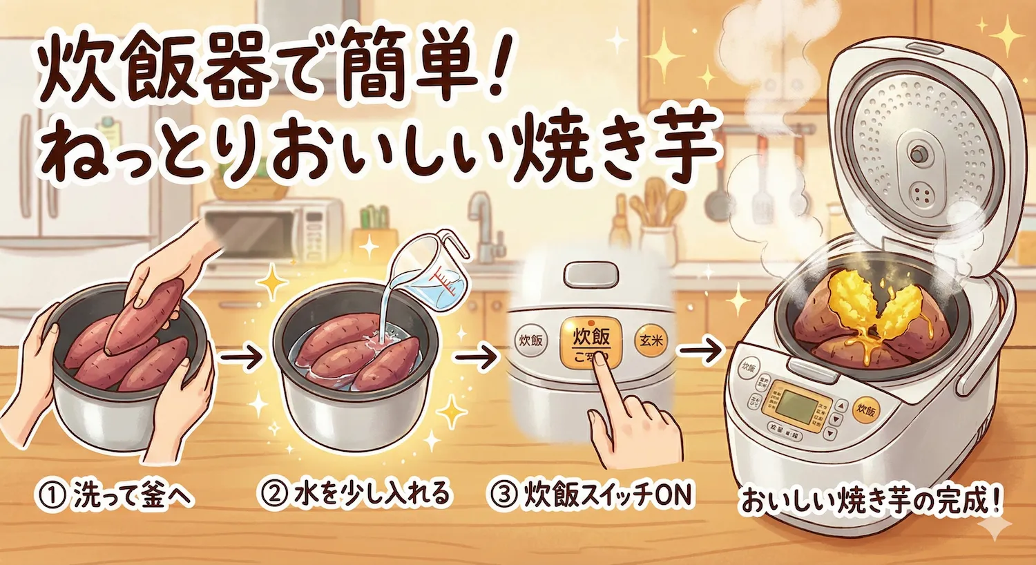 炊飯器で簡単ねっとりおいしい焼き芋の作り方！甘くなるコツもご紹介